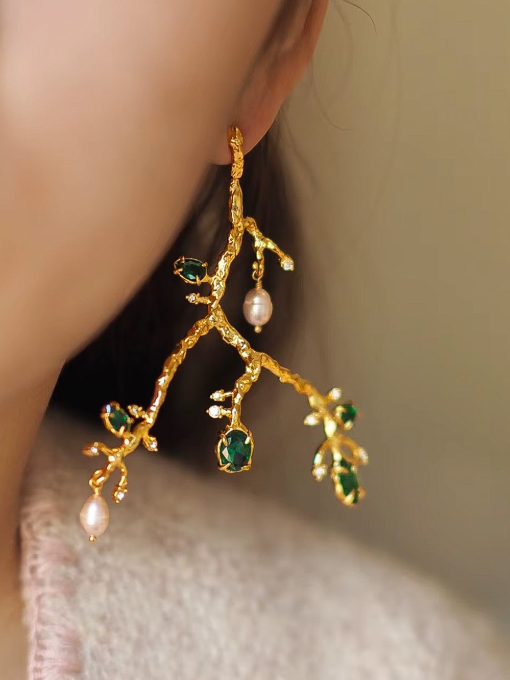 Alexis Bittar Green Crystal Branch Earrings